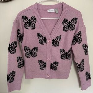Lavender Sparkly Butterfly Sweater